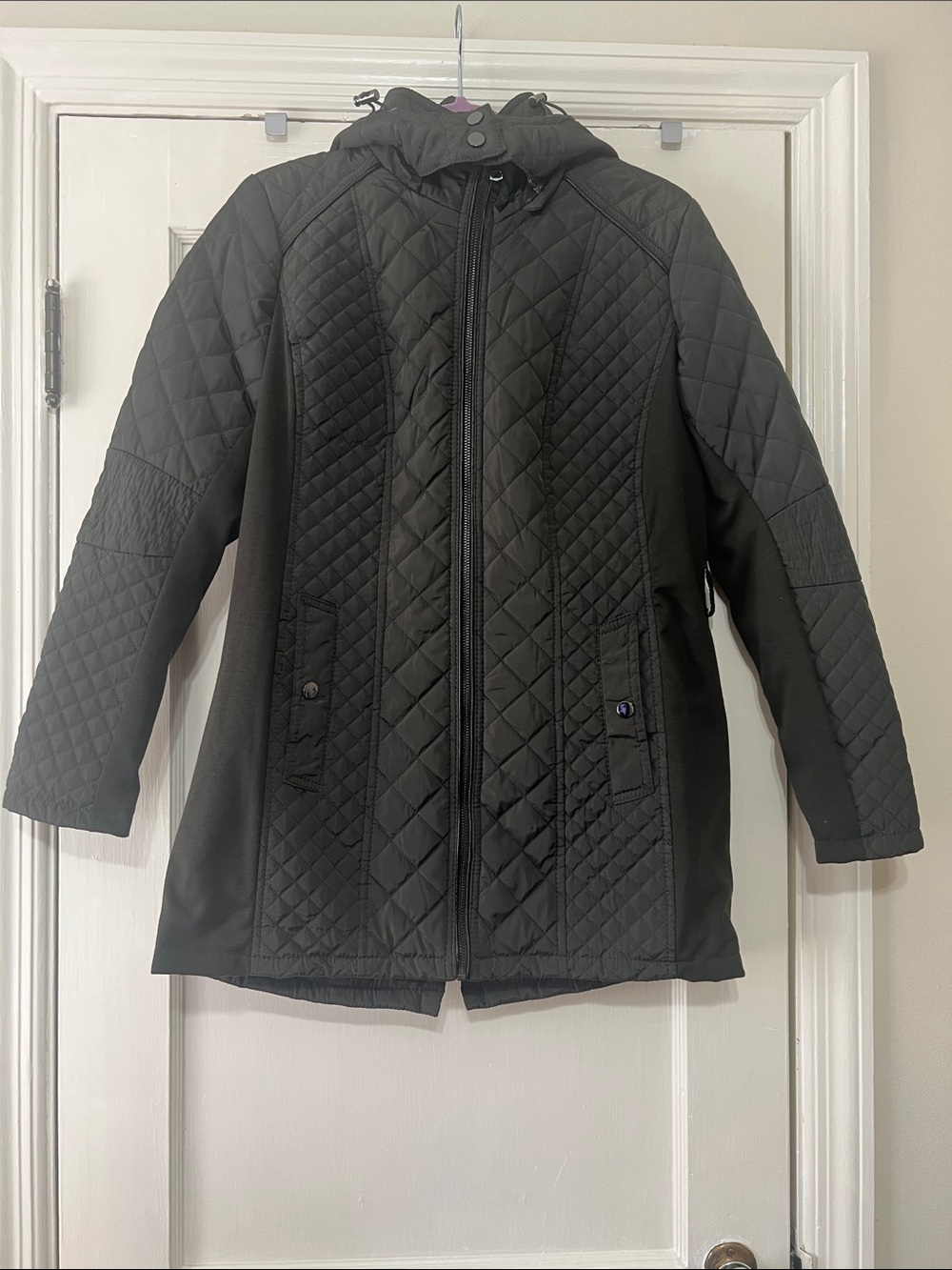 Sebby Collection Women's Quilted Hooded Puffer Jacket - Olive